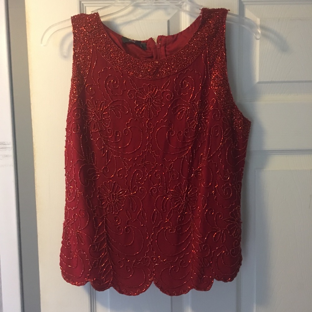 Red Dress Barn Beaded Shell Top